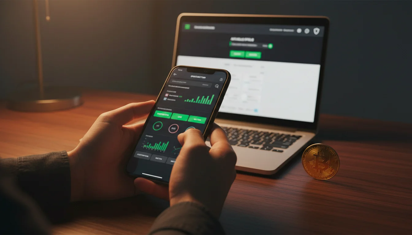 Seriöser Bitcoin-Buchmacher im Test – Laptop mit Sportwetten-Plattform