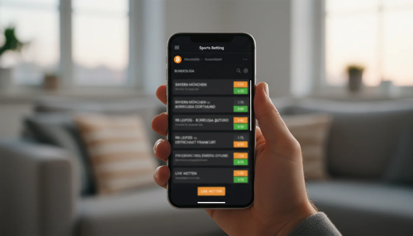 Mobile Bitcoin Sportwetten App auf dem Smartphone